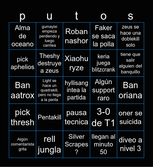 Worlds 2023 Bingo Card