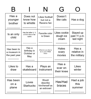 Icebreaker Bingo - Find Someone Who ... Bingo Card