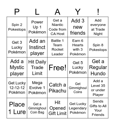 Pokémon Go! Katy(TX) Bingo Card