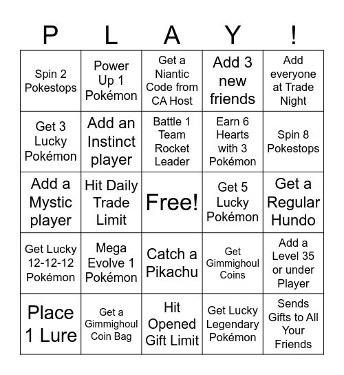 Pokémon Go! Katy(TX) Bingo Card