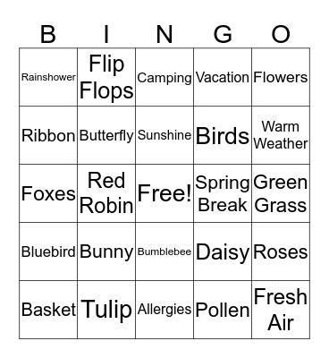 Spring Bingo Card