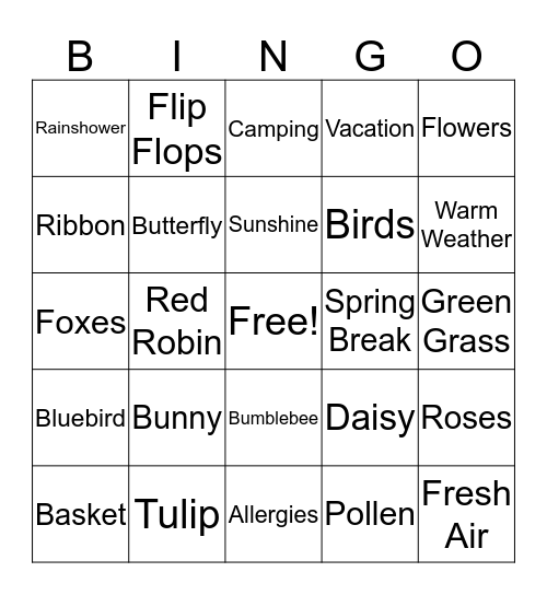 Spring Bingo Card