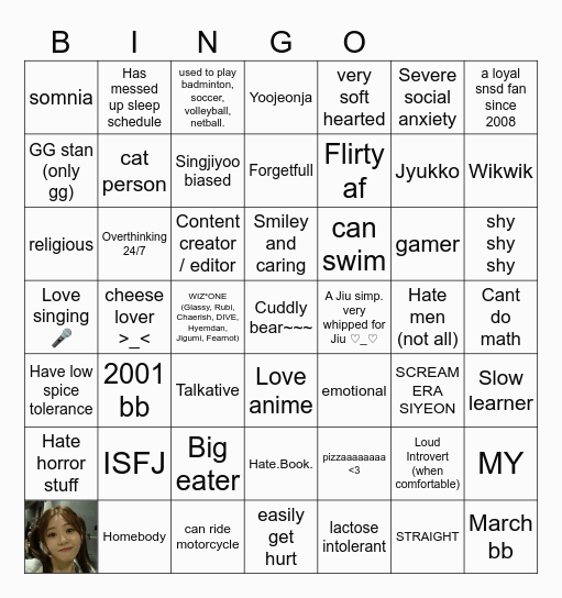 sowonie 🌿 Bingo Card