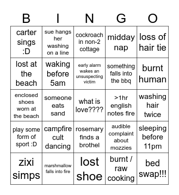 glenchies bingo Card