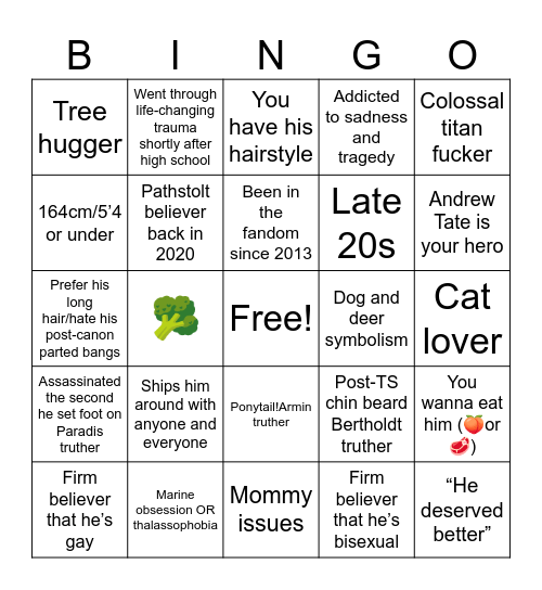 Armin stan stereotypes Bingo Card