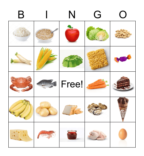 Nutritional Bingo Card