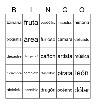 Bingo - Cognados Bingo Card