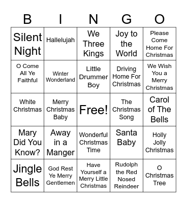 Durant Christmas Bingo Card