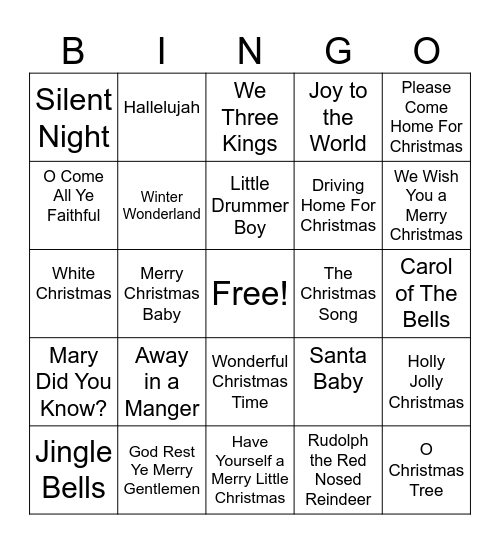 Durant Christmas Bingo Card