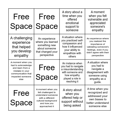 Empathy Bingo Card