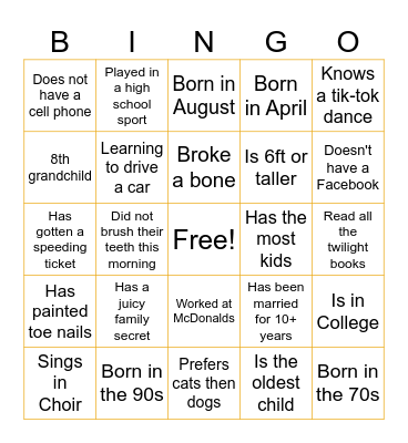 2023 Thanksgiving Bingo Card