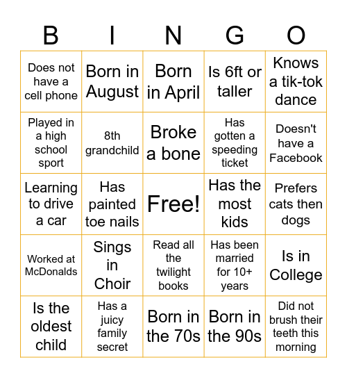 2023 Thanksgiving Bingo Card