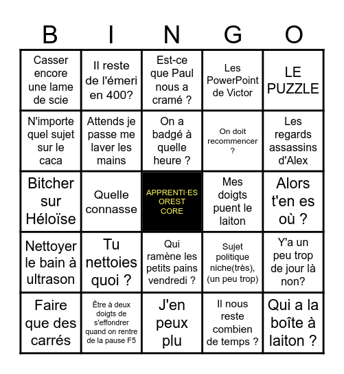 BINGO OREST Bingo Card