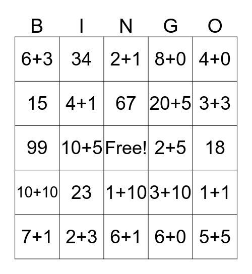 Easter Math Bingo-1st grade Bingo Card