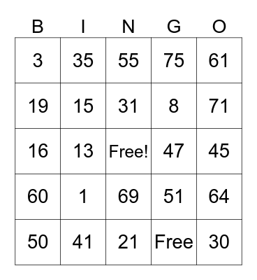 Stephen Powell Bingo Card