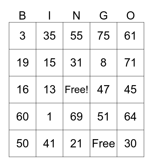 Stephen Powell Bingo Card