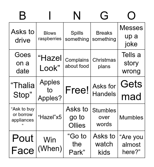 Joelle Bingo Card