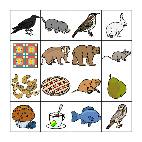 Bear Says Thanks Bingo Card