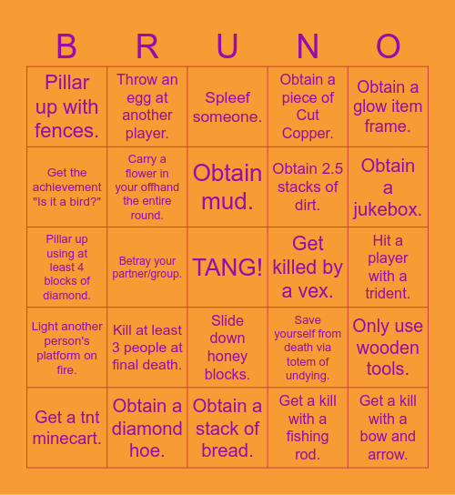 Void Rising Party Bingo Card