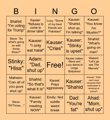 Shahid-Mayer Thanksgiving Bingo Card