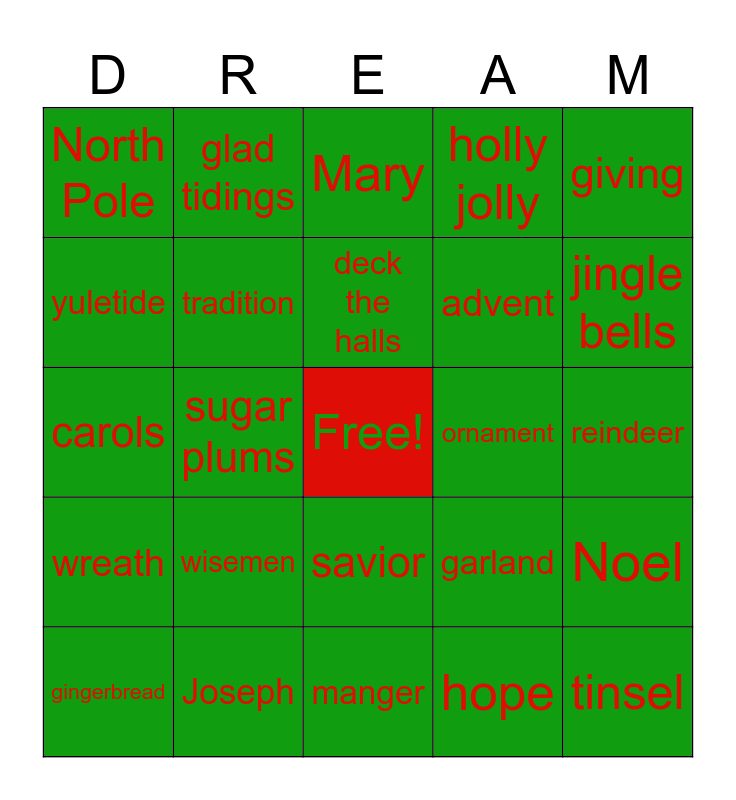 I Dream of Christmas Eve Bingo Card