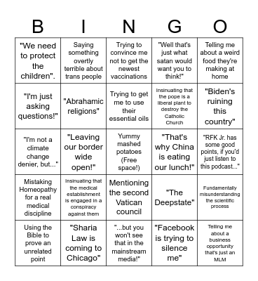 Thanksgiving conversation BINGO Card