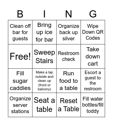 Support Bingo Card