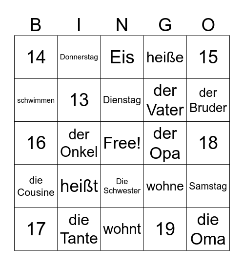 Kapitel 7 - Die Familie Bingo Card