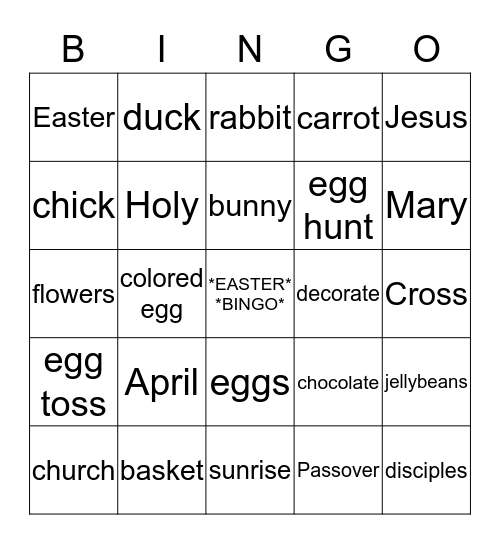 Easter BINGO Card