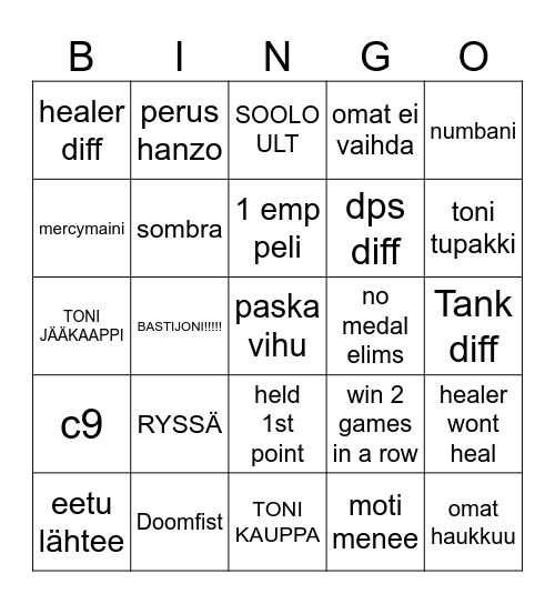 OW Bingo Card