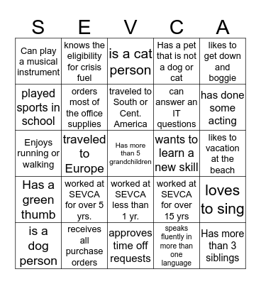 Get to Know Your Peers Bingo Card