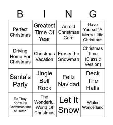 Mark's Christmas Song Bingo Card