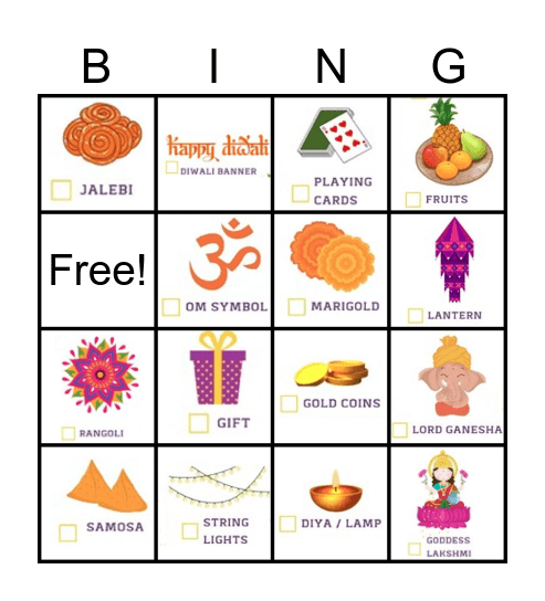 DIWALI Bingo Card