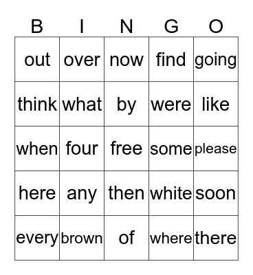 May Sight Words Bingo Card
