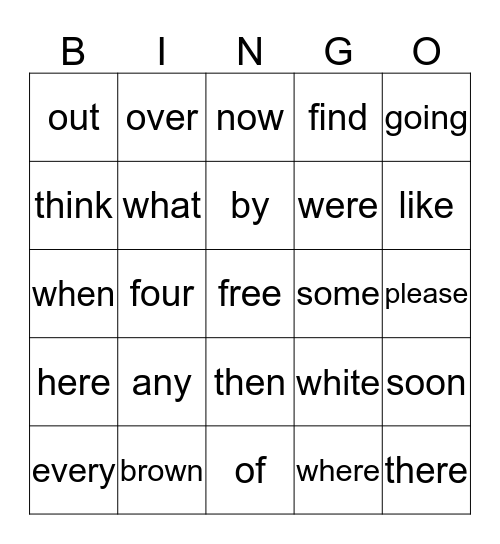 May Sight Words Bingo Card