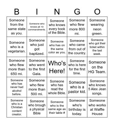 Heaven's Gala Bingo Card