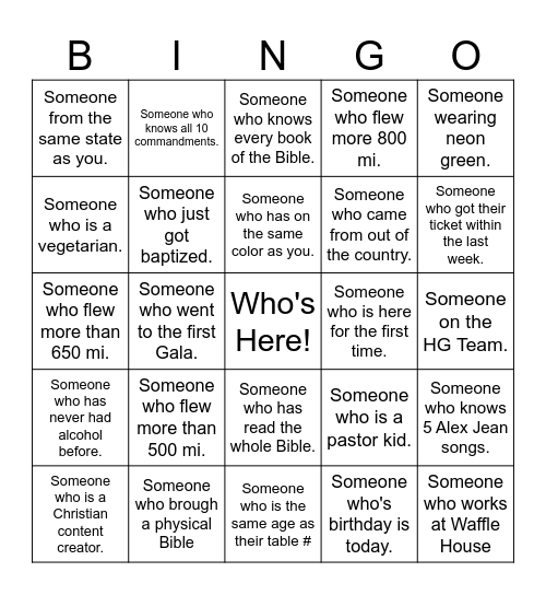 Heaven's Gala Bingo Card