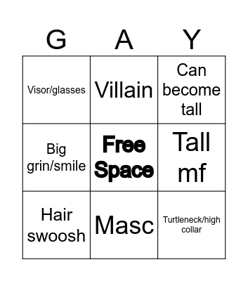 Character Design Bingo Card