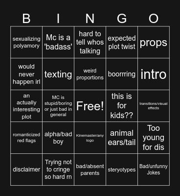 Gacha Life mini movie bingo Card