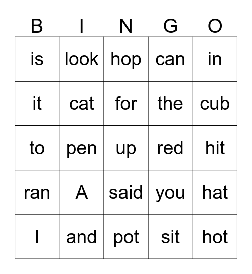 September Sight Words Bingo Card