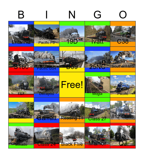 Famous Steam Locomotives Bingo Card