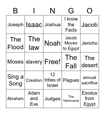 Israelite Story 1 Bingo Card