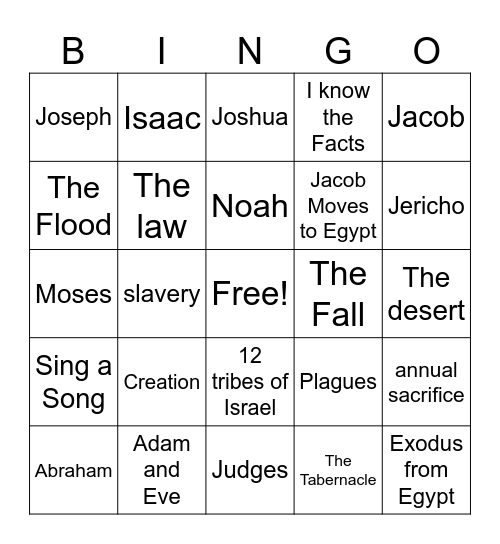 Israelite Story 1 Bingo Card