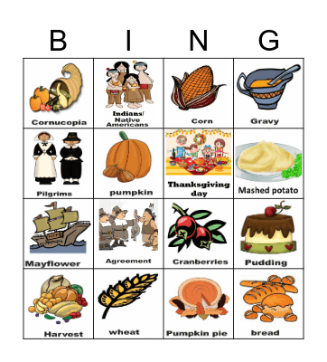 Thanksgiving Day Bingo Card