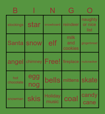 🎄 Winter Holiday Bingo Card