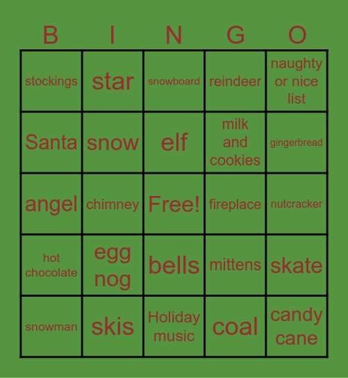 🎄 Winter Holiday Bingo Card