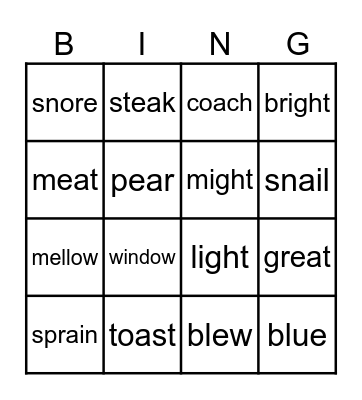 Year 4 Spelling Bingo Card