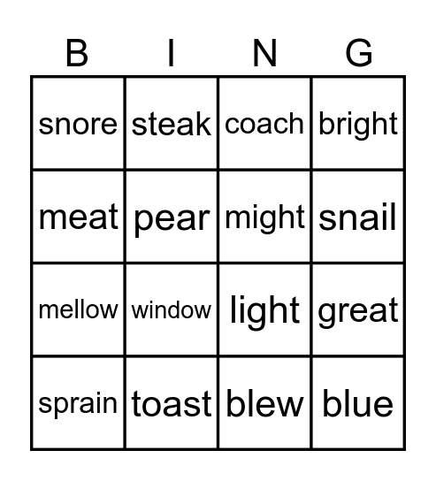 Year 4 Spelling Bingo Card