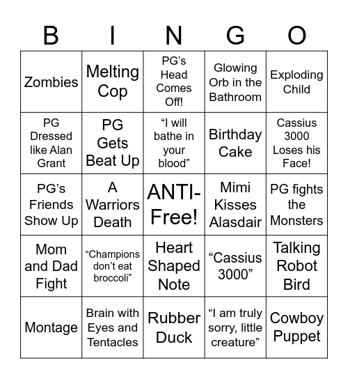 Psycho Goreman - Round 2 Bingo Card