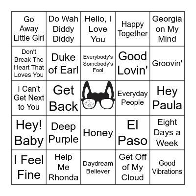 60's Hits Bingo Card